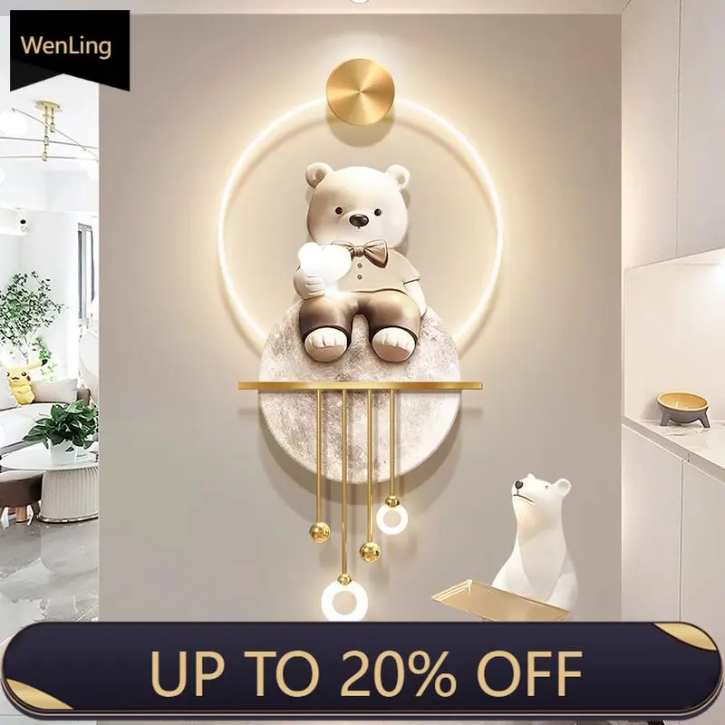 2024 Love Bear Porch Decoration Painting Moon Bright Door To The Wall Luminous Wall Decoration Cream Wind High-grade Light