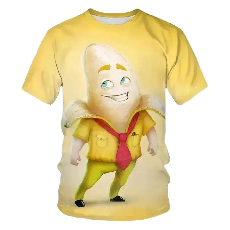 

Men's Summer Hip Hop Funny Funny 3d Printed T-Shirt Banana Fruit Cartoon Funny Personality Plus Size O-Neck Short-Sleeved Top