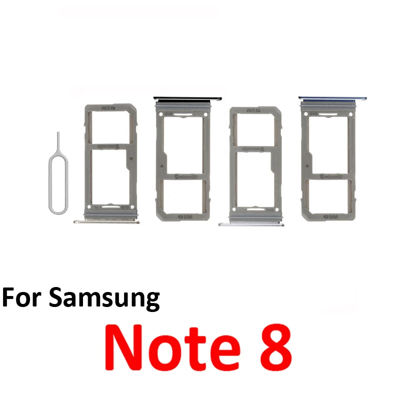 Para Samsung Galaxy Note 8 N950 N950F Bandeja de Tarjeta SIM Teléfono Ranura Micro SD Chip Soporte Bolsillo Piezas Simple Doble SIM Negro 4