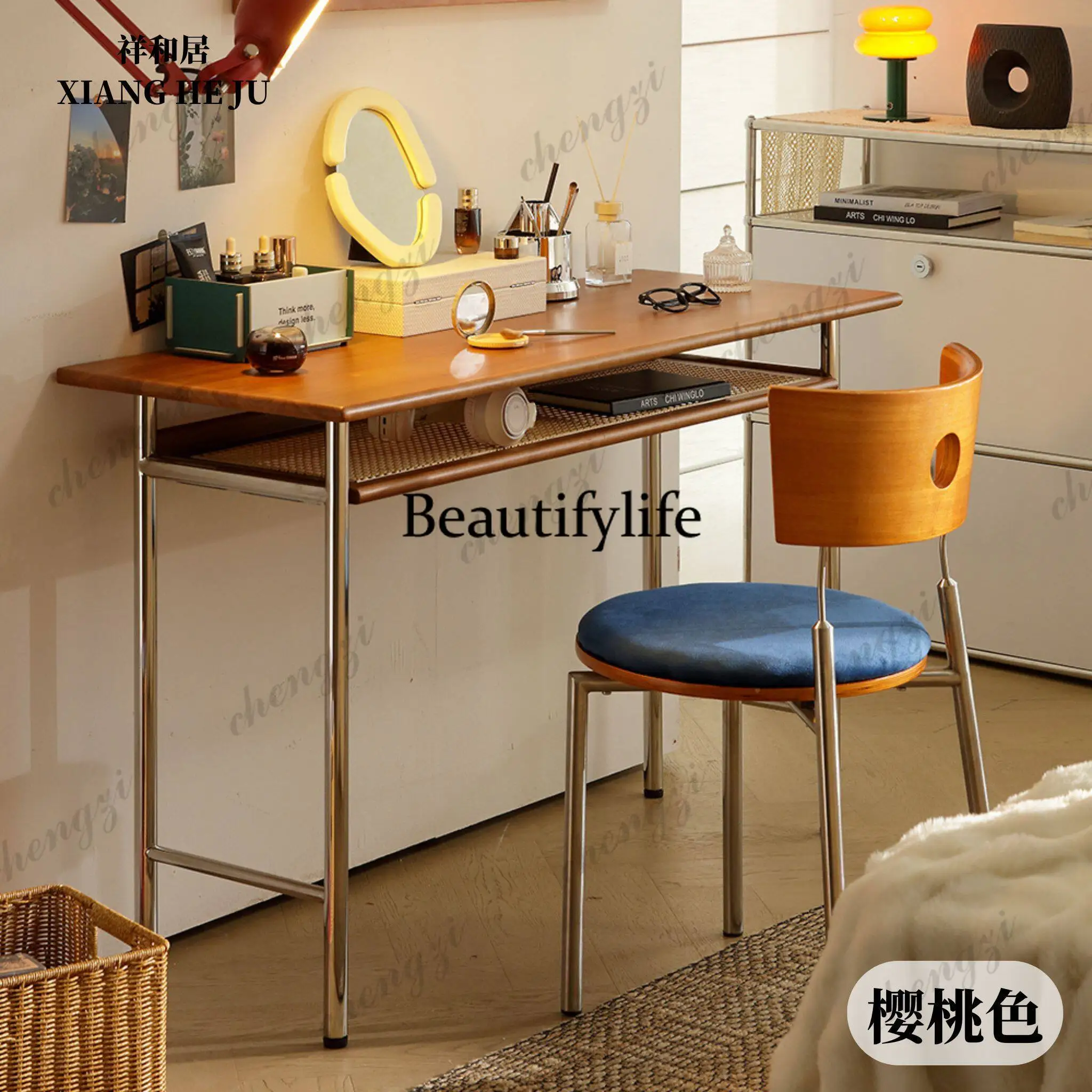Aesthetic Drawer Vanity Table Girls Natural Home Cabinet Vanity Table Mirror Adult Coiffeuse De Chambre Furniture
