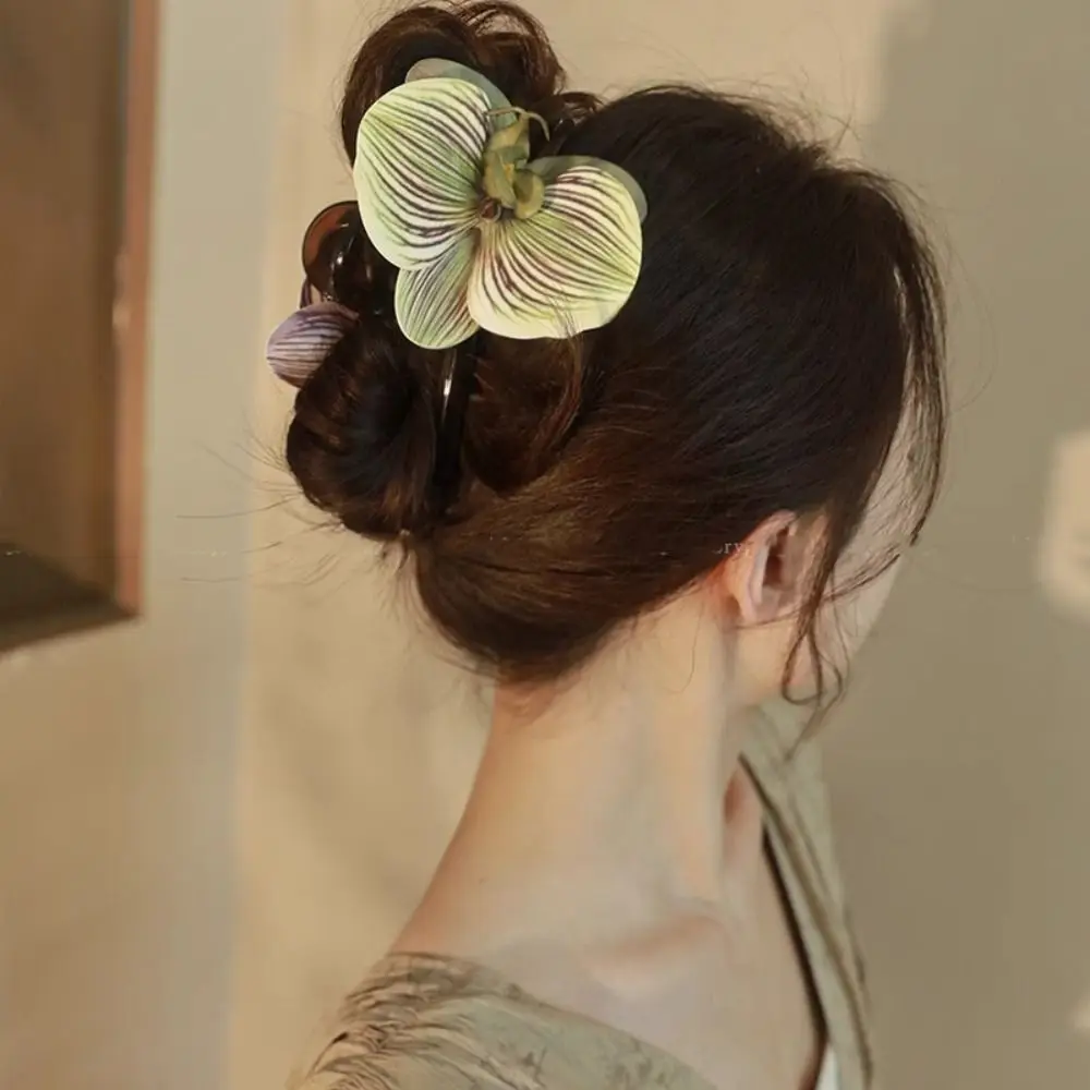 

Bohemia Barrettes Flower Hair Claw Shark Clip Cute Hairpin Butterfly Orchid Hair Clip Grab Clip Ponytail Clip Large Shark Clip