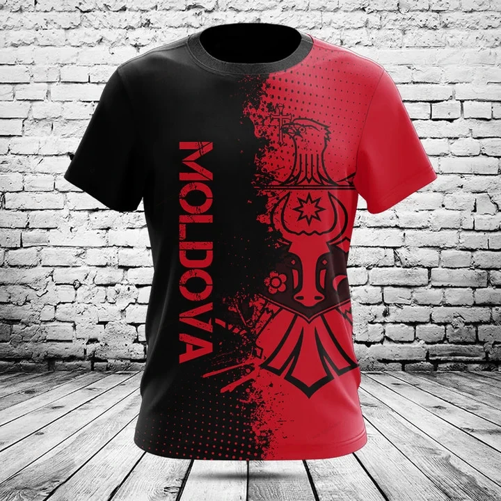 Custom Name Summer Casual Moldova Flag Graphic T-shirts Cool Men's Fashion E-Sports Jersey Short Sleeve Tops Fast Dry Streetwear image 5