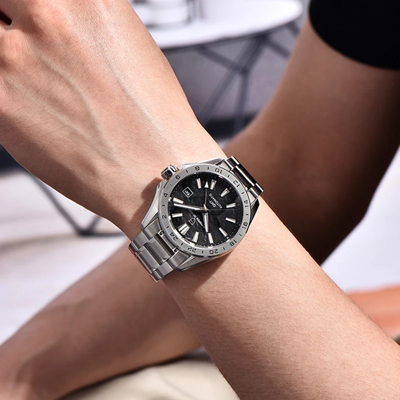 PAGANI DESIGN Klasyczny luksusowy męski zegarek automatyczny GMT Najlepsza marka szafirowe szkło Wodoodporny mechaniczny zegarek na rękę ze stali nierdzewnej