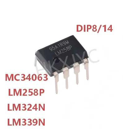 10pcs New IC DIP-8 MC34063 LM258P DIP-14 LM324N LM339N