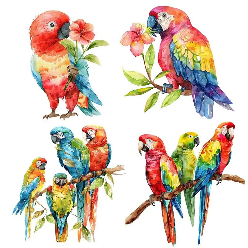 Beautiful Watercolor Parrot Sticker Weatherproof  Vinyl Wall Sticker Living Room Cabinet Home Decoration Decals S247