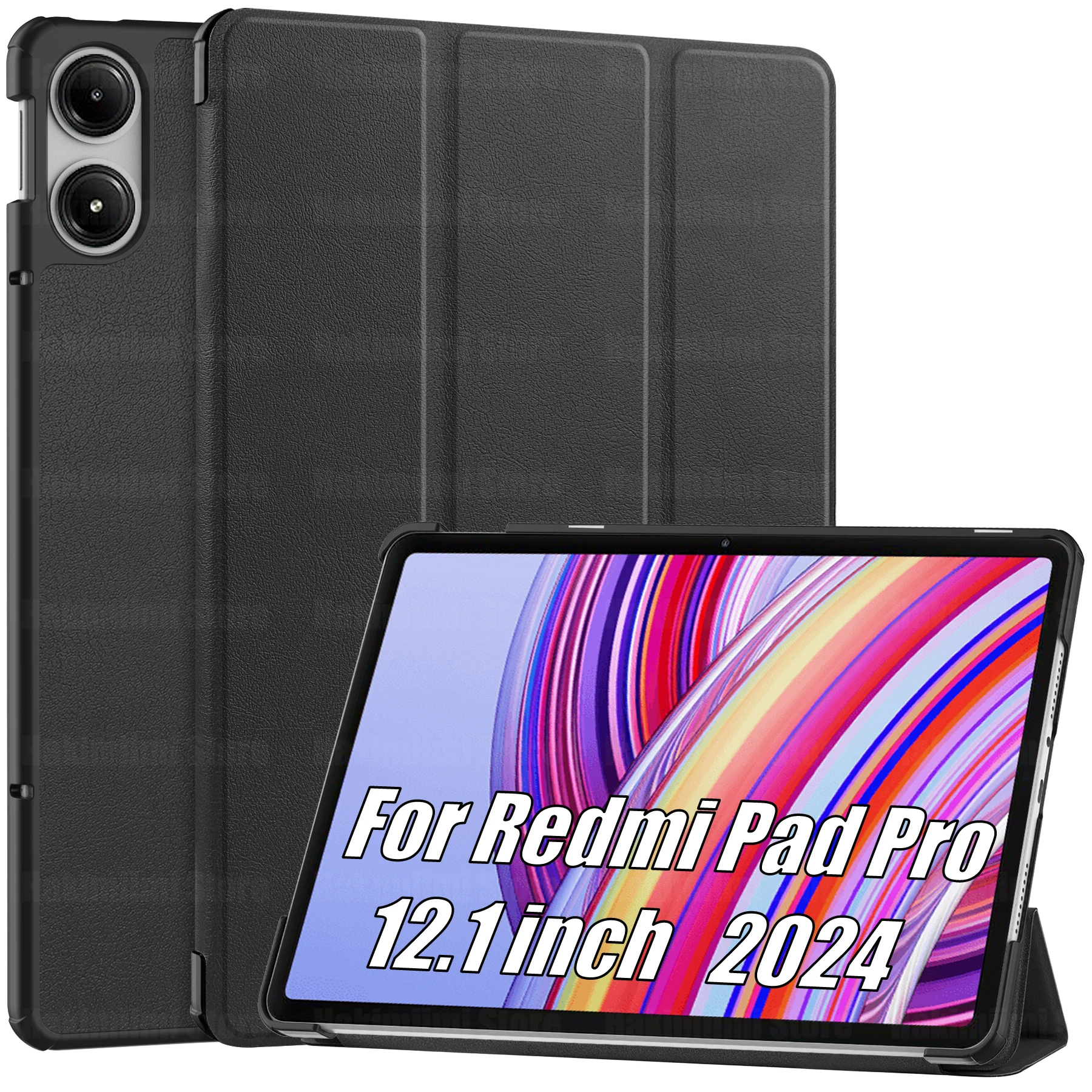 Case for Xiaomi Redmi Pad Pro 12.1 inch 2024 Released Ultra Slim PU Protective with Auto Sleep/Wake Folding Stand Smart Cover