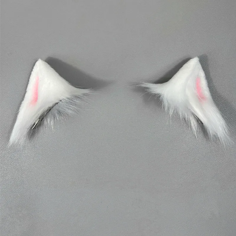 Custom for Halloween Cosplay Clips Puppy Dog Fox Wolf Cat Ears Tail Headwear Cosplay Props Hand Made Lovely Animal Ears hair wig