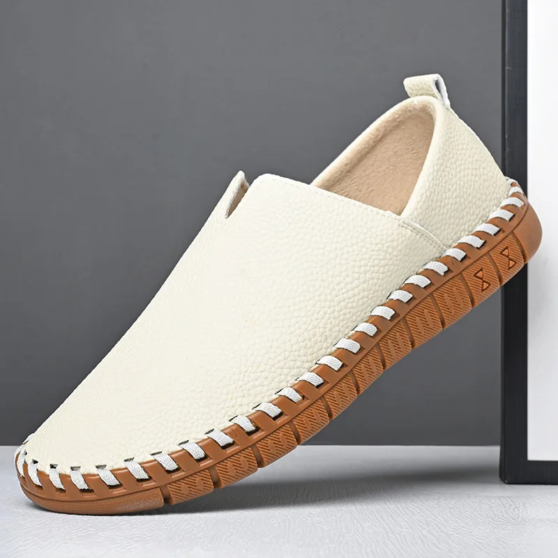 New Men's Slip On Loafers Genuine Leather Driving Moccasins Soft Sole Non-Slip Comfortable Casual Shoes Relaxed Fit Flexible