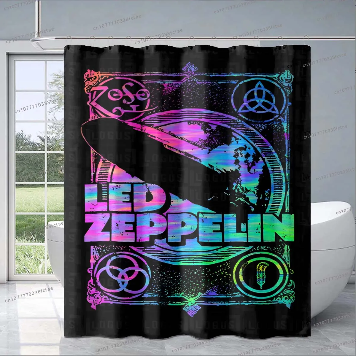 Rock and Roll Band LED Zeppelined Shower Curtain Retro Heavy Metal Rock Band Shower Curtain Bathroom Fashion Decoration Gift