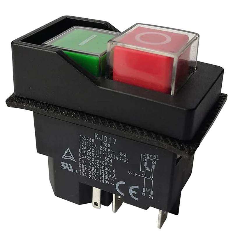 3X Electromagnetic Switches Pushbutton Switches For Garden Tools KJD17 220V 5 Pin -Terminals