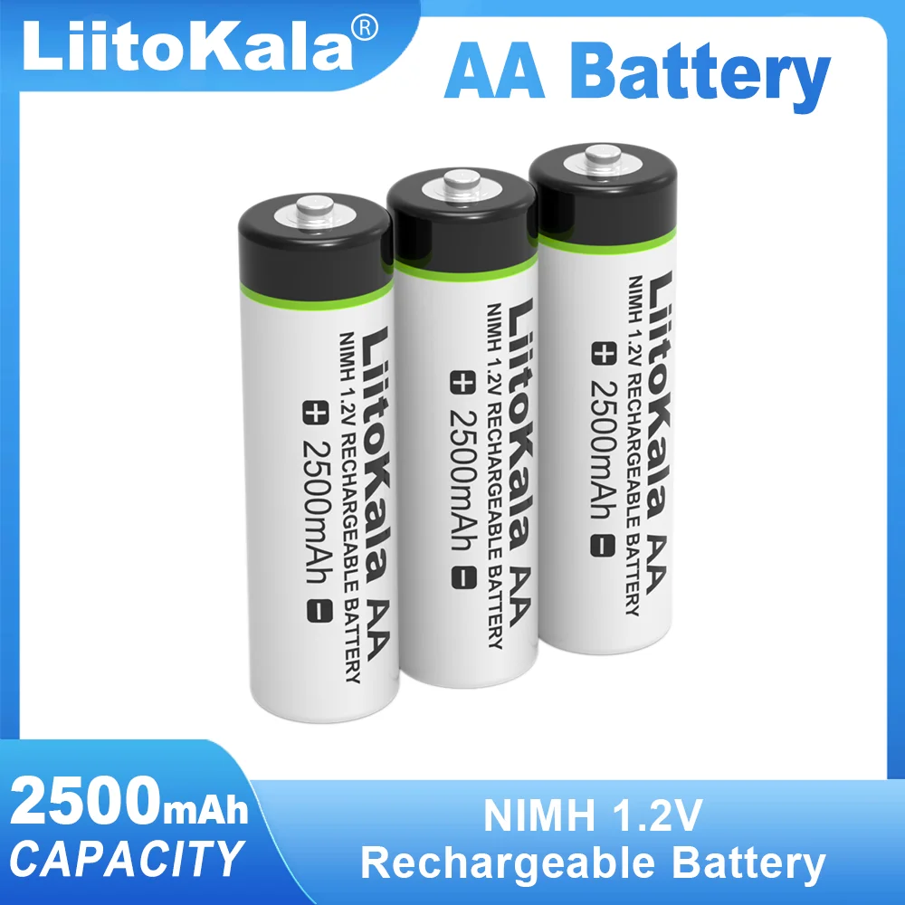 4-20PCS Liitokala 1.2V AA 2500mAh Ni-MH 2.5A Rechargeable Battery aa For Temperature Gun Remote Control Mouse Toy Batteries