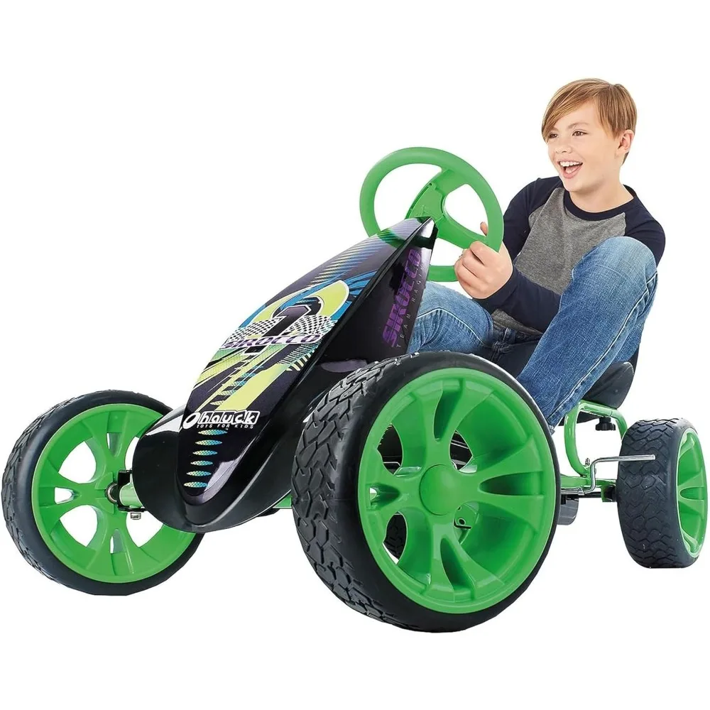 Sirocco Racing Go Kart with Low Profile Rubber Tires, 8 Spoke Rim, and Clutch Free Ride for Toys, Games