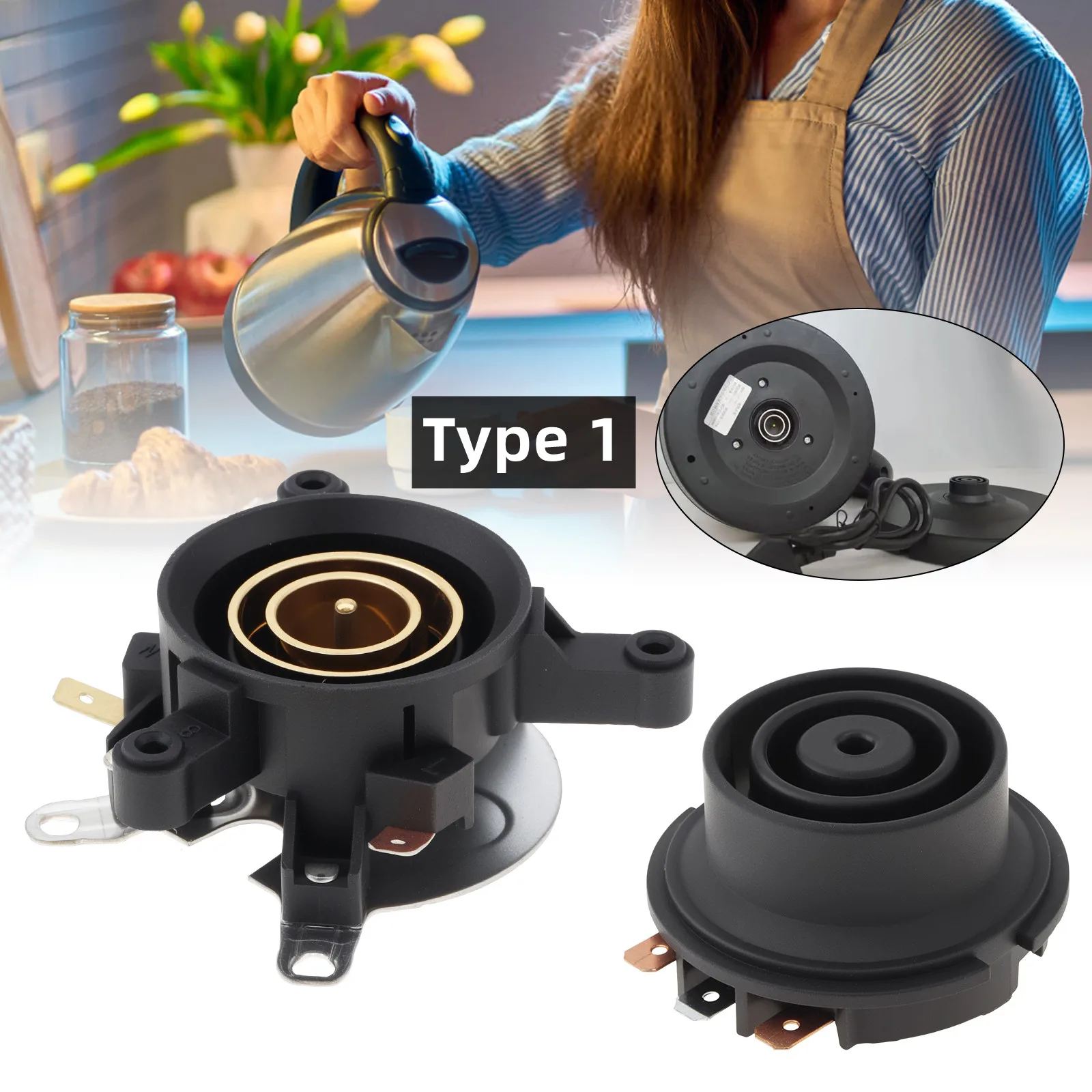 2 pcs Household Electric Kettle Base Small Five Ring Coupler Temperature Control Switches Kitchen Appliance Parts & Accessories