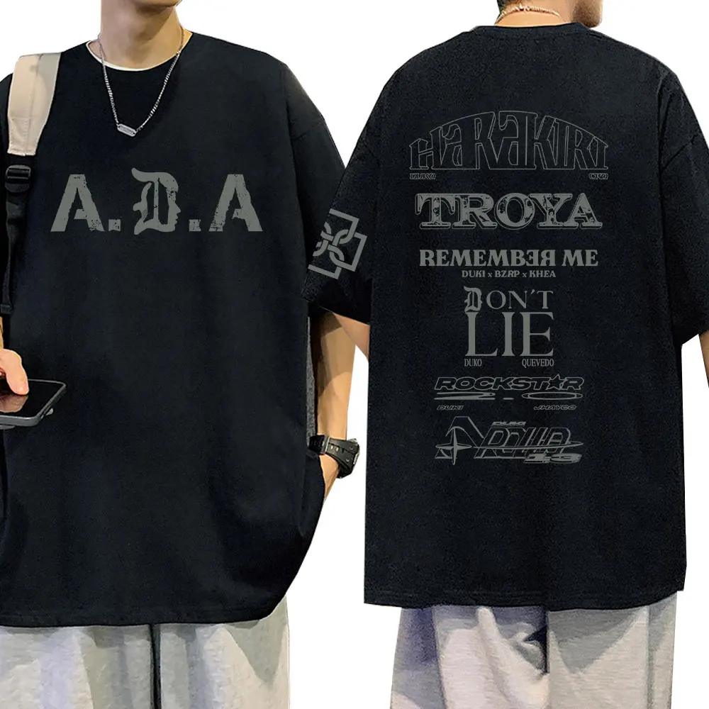 

Рэпер Duki ADA Tour Merch Футболка Мужчины Женщины Одежда Хлопковые футболки большого размера Модные футболки с короткими рукавами в стиле хип-хоп Уличная одежда