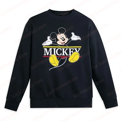 Miniso Classic Cartoon Standing Mickey Mouse Sweatshirt Vintage Disney Pullover Adult/KID Boy Girl KID Clothing Gift Souvenir