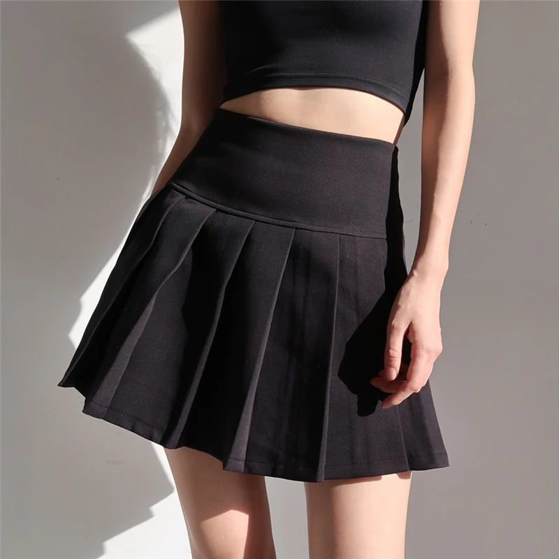 Sexy Pleated Mini Skirt Women Fashion 2024 Black High Waist A-line Slim Short Skirts Korean Y2K Skort Preppy