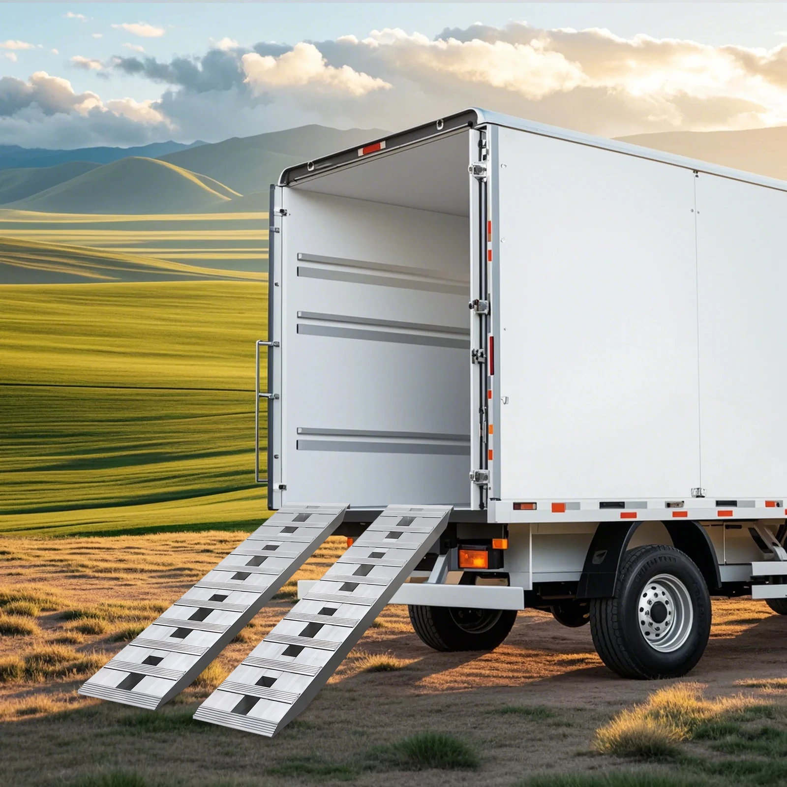 

2 шт. алюминиевые пандусы для грузовиков, загрузочные пандусы для мотоциклов, емкость 60x12 дюймов — 6000 фунтов, легкие и прочные, подходят для прицепов пикапов, квадроциклов