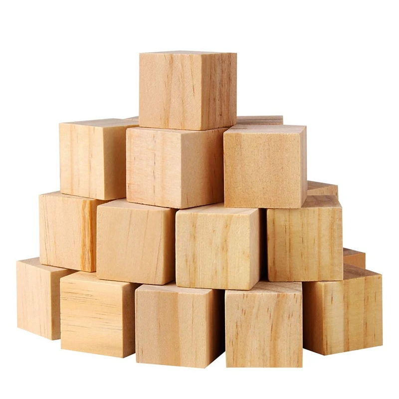 50Pcs Wood Square Square Blank Wood Blocks For Puzzle Making, Crafts, And DIY Projects