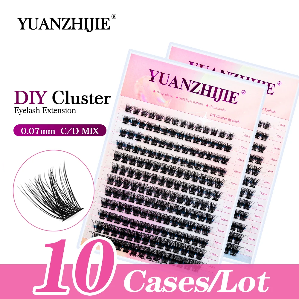 

10cases YUANZHIJIE DIY Segment Eyelashes Spires Trasparents Clear lash Band PBT Korean makeup Material lashes Bundles Supplies