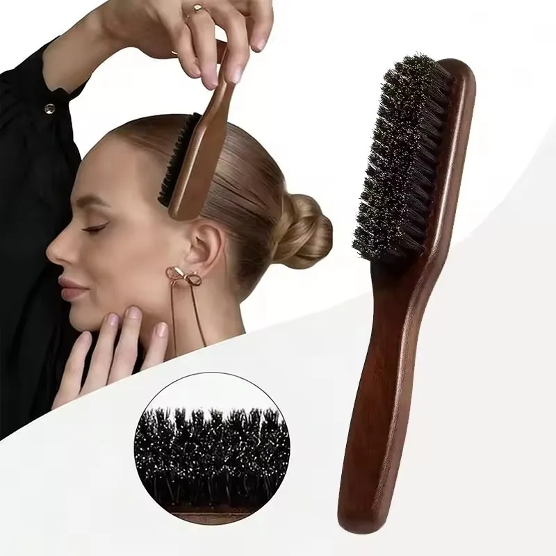 

Pointed-Tail Bristle Comb-Unisex Fragrance-Free Professional Barber Styling Bristle Brush Suitable For Thick/Fine Hair