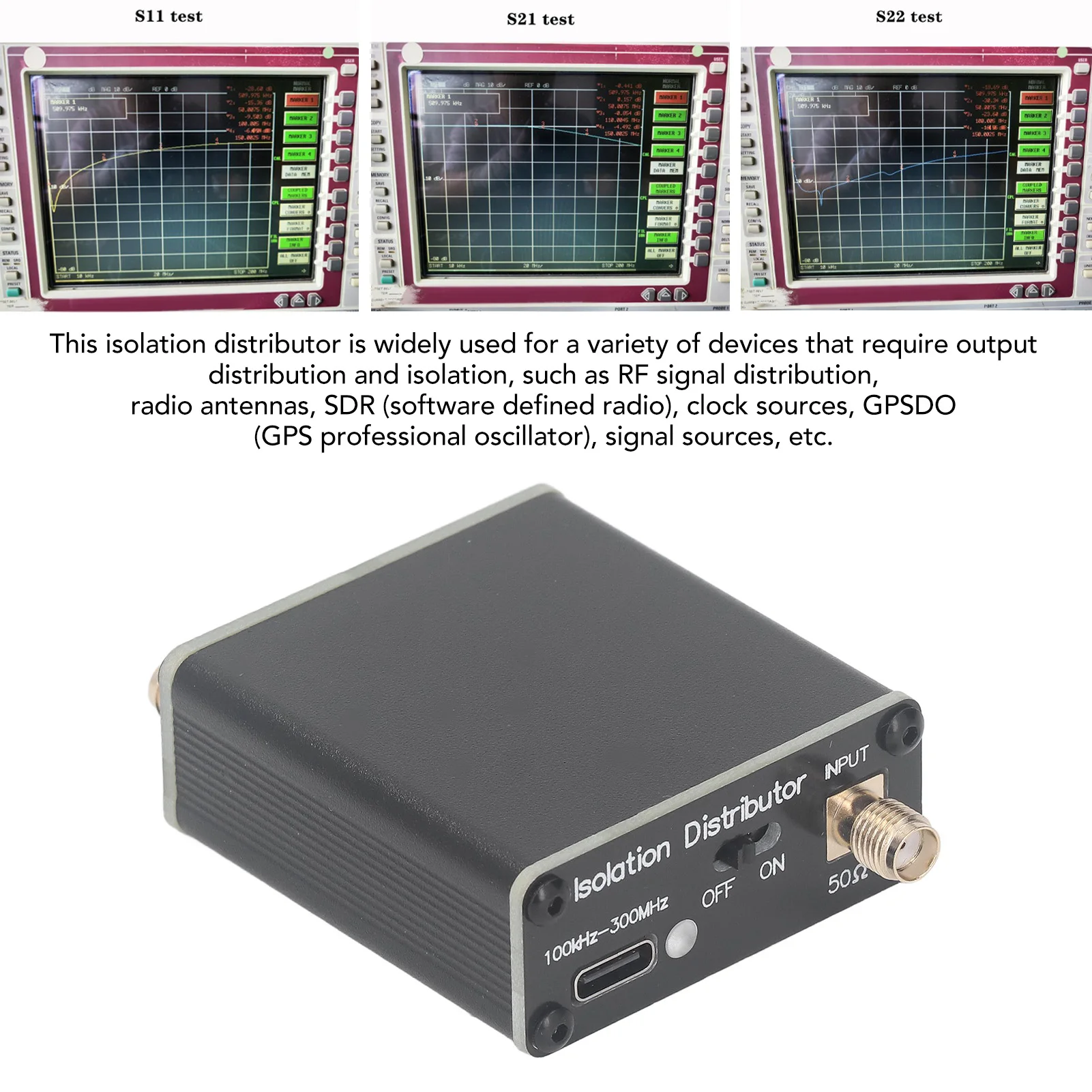 موزع عزل RF نشط مقسم RF لمصدر SDR GPSDO 100 كيلو هرتز إلى 150 ميجا هرتز RF الفاصل