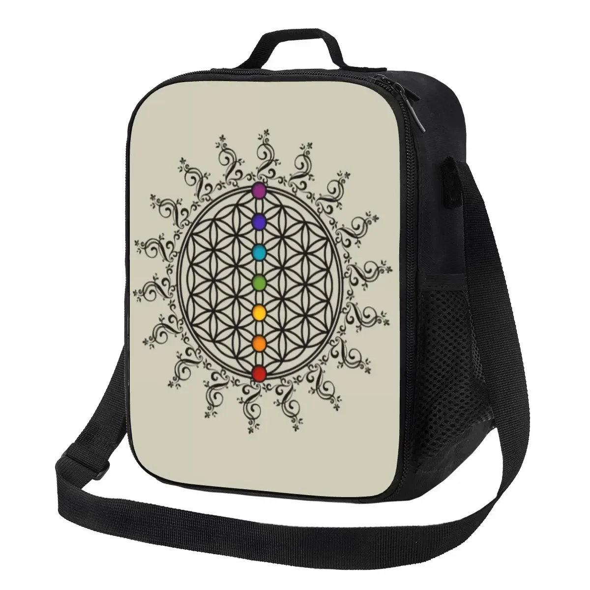 Custom Flower Of Life Chakra Lunch Bag Men Women Thermal Cooler Insulated Lunch Boxes for Adult Office