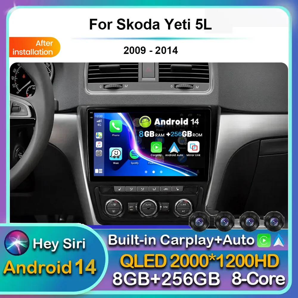 

Android 14 Carplay Auto WIFI+4G DSP Car Radio For Skoda Yeti 5L 2009-2014 Multimedia GPS Video Player Stereo