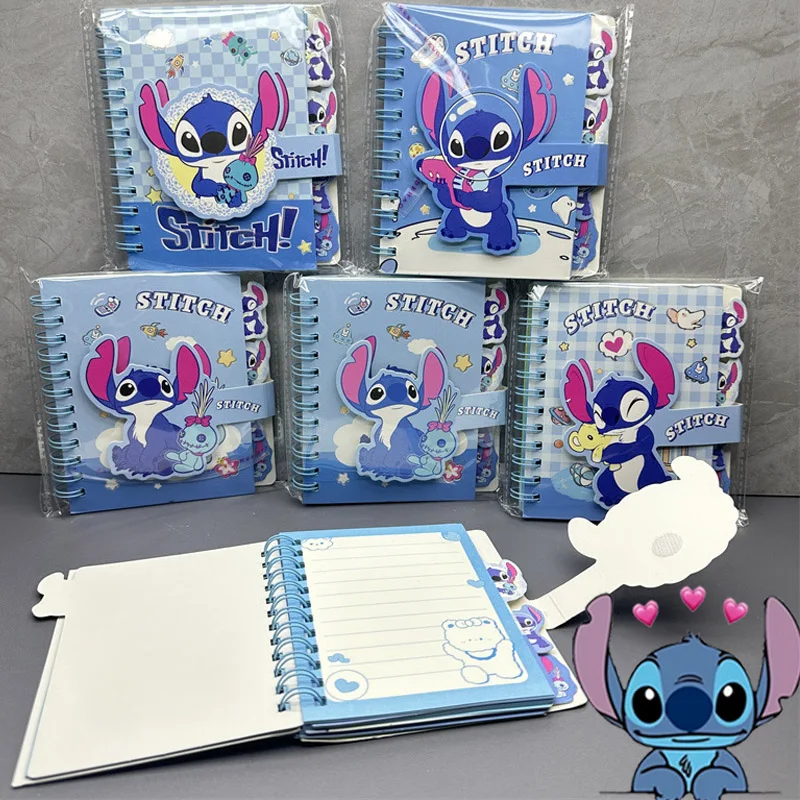 Disney-Stitch Coil Book, Notebook dos desenhos animados, papelaria Student, Portátil Coil Book, Diário, Kids School Supplies, Prêmios