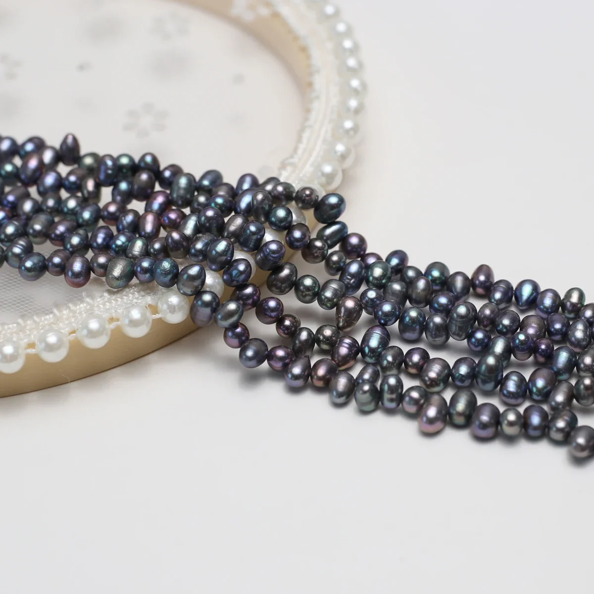 

Natural Freshwater Pearl Small Oval Blue-Purple 5-6mm 4A Isolated Loose Bead Jewelry Make DIY Necklace Bracelet Women Gift Women