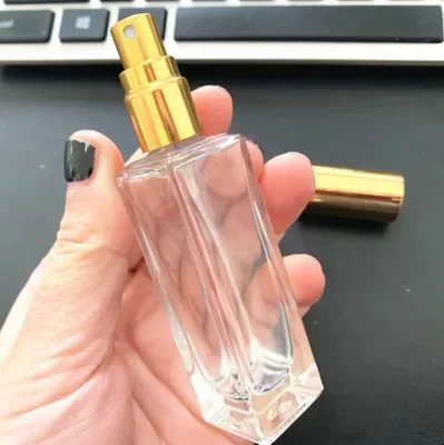 

10 шт., 18 мл обычный стеклянный флакон для духов, пустая бутылка, распылитель, золотая крышка, флакон духов, новая длинная стеклянная бутылка