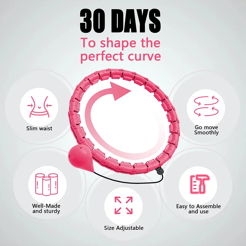 Weighted Exercise Circle for Adults Weight Loss Hoop Fitness, Include 32 Detachable Links and Waist Trainer for Women