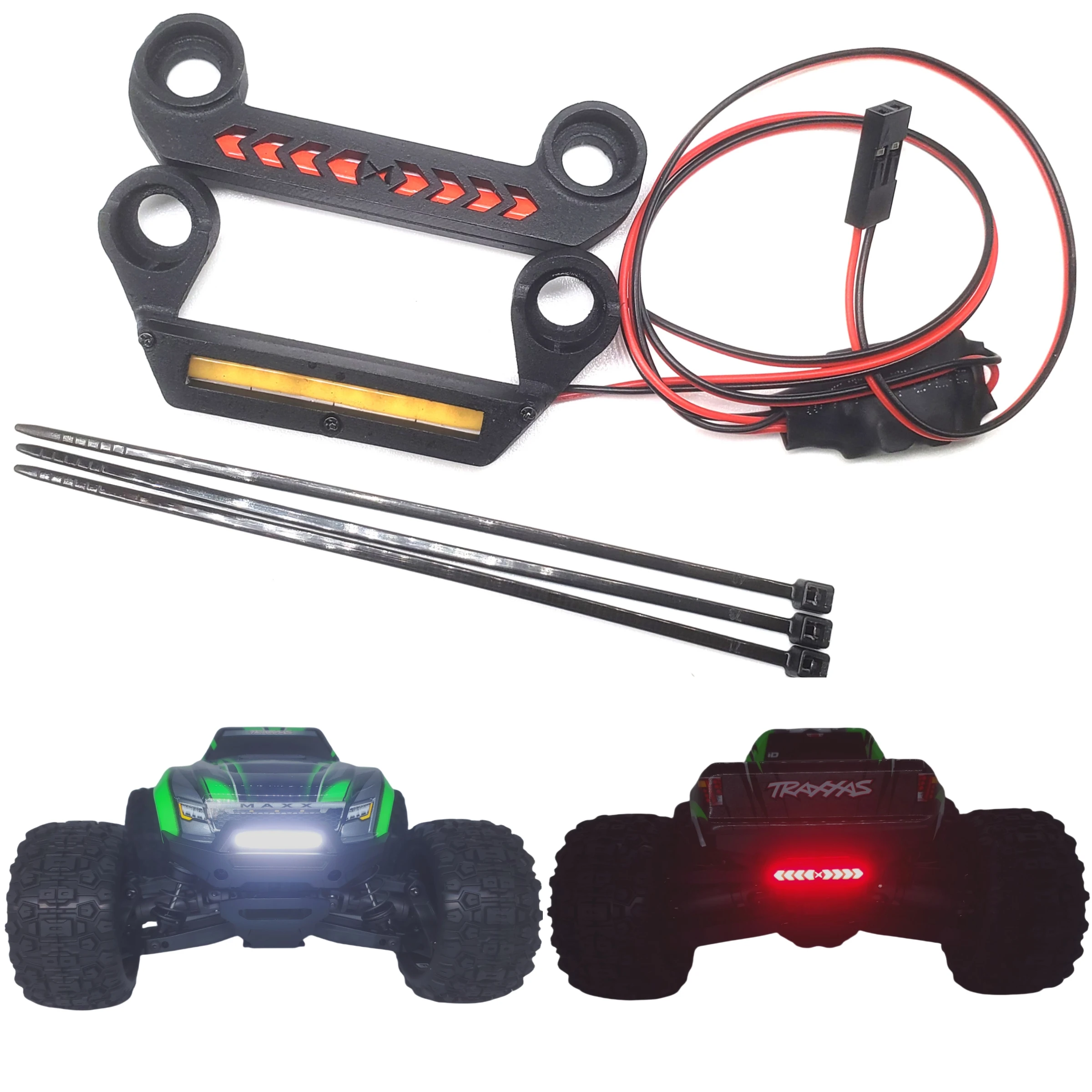 

Led Headlight Taillight Accessories Light, Suitable for Traxxas 1/16Mini Minix Maxx Brushless 2S Rc 4Wd Electric Bigfoot Off-Road Vehicle 107154 , (White, Red, Led Light Kit Upgrade)