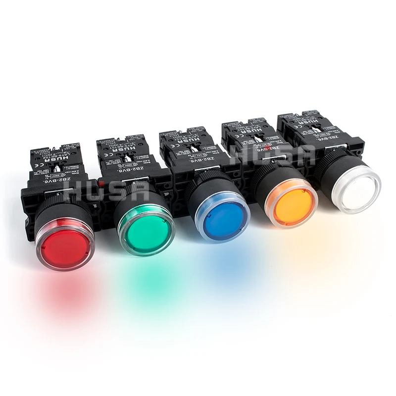 XB2 LED Button switch self reset flat head 22mm start 1NO NC NO/NC Momentary Push Button Switch Metal Plastic head RED GREENBLUE