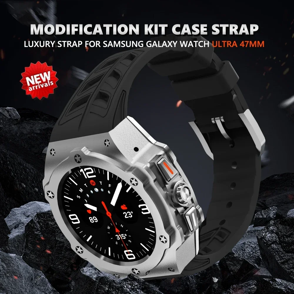 aluminium-case-silicone-strap-modification-kit-for-samsung-galaxy-watch-ultra-47mm-band-luxury-bracelet-for-samsung-ultra-7-47mm