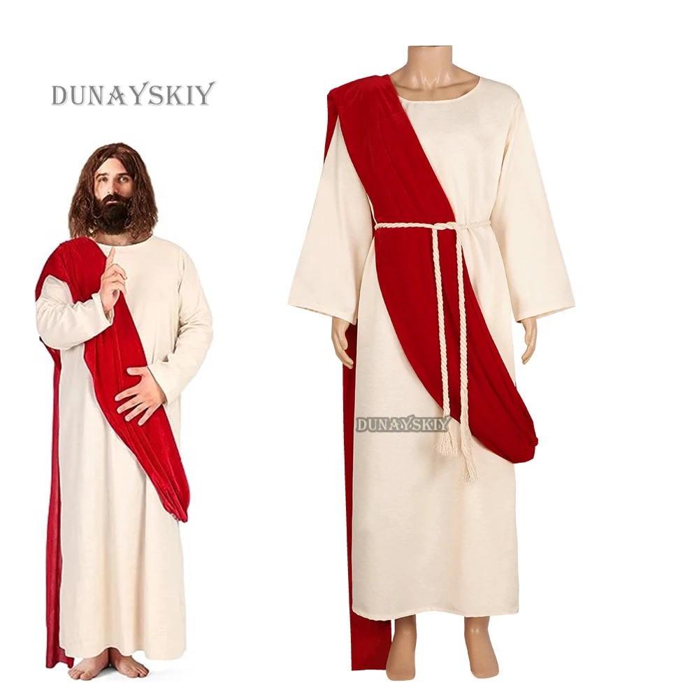 Disfraz de sacerdote romano para hombre, monje, Jesús, Cristo, Halloween, Anicent, griego, religión adulta, monja, Toga, bata, traje Católico