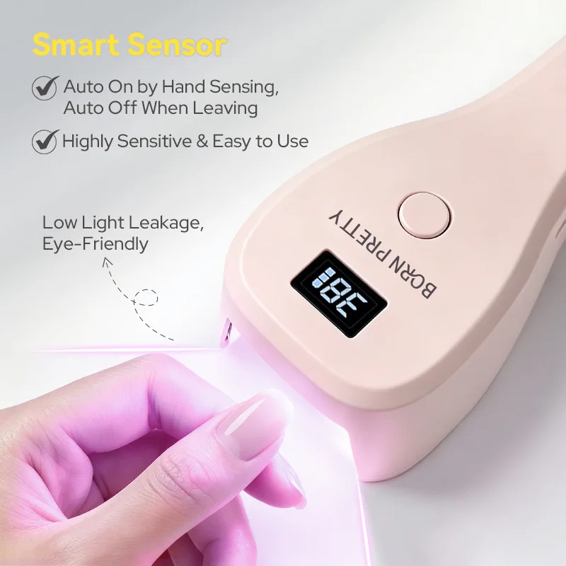 BORN PRETTY Rechargeable Smart Sensor Handheld Nail Lamp Machine: Portable Long-Lasting Light Therapy Light