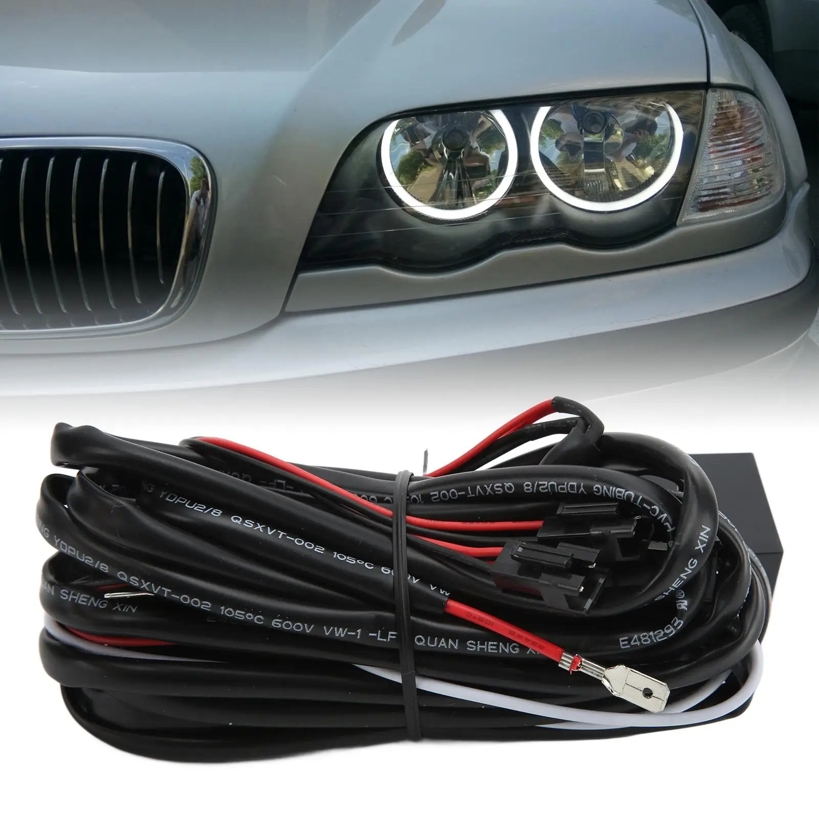 LED CCFL Angel Eyes for relay Wire Harness Fade On Off Function Replacement for e46 3 Series Car Accessories