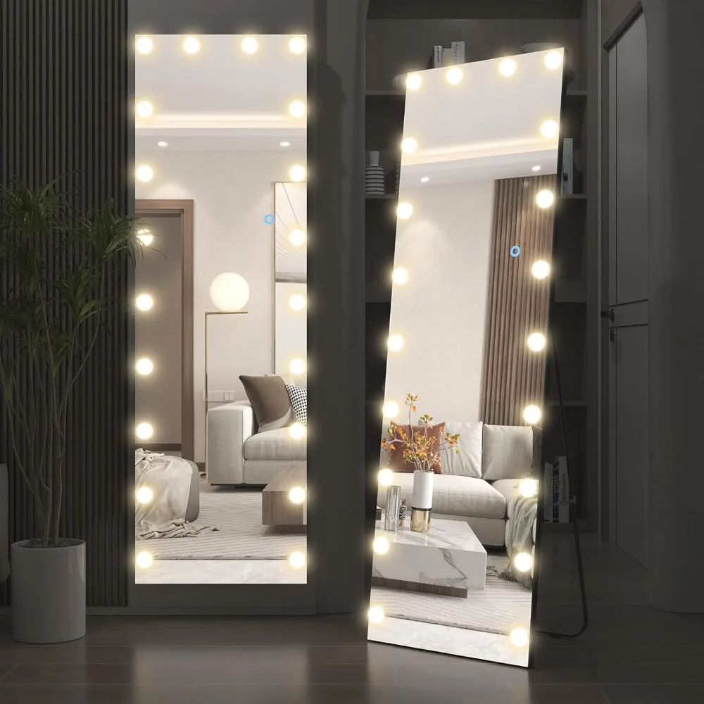

Full Length Mirror with Lights,43"x20"Full-Size Body Mirror Lighted Mirror,Free Standing Mirror,Wall Mounted Dressing Touch