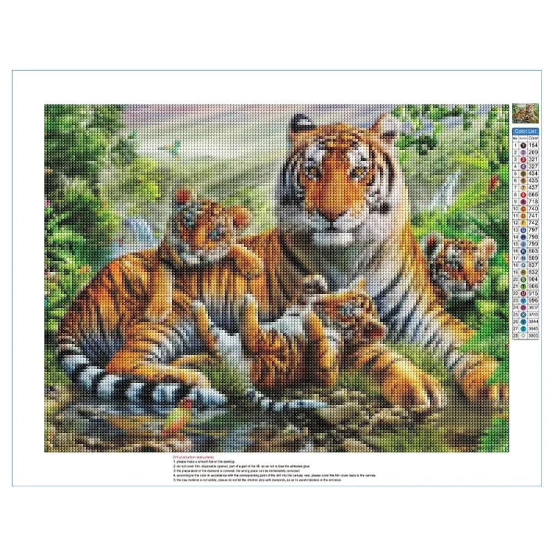 5D pittura diamante fai da te paesaggio della foresta e animali tigre mosaico strass ricamo pieno diamante rotondo punto croce regalo per la casa