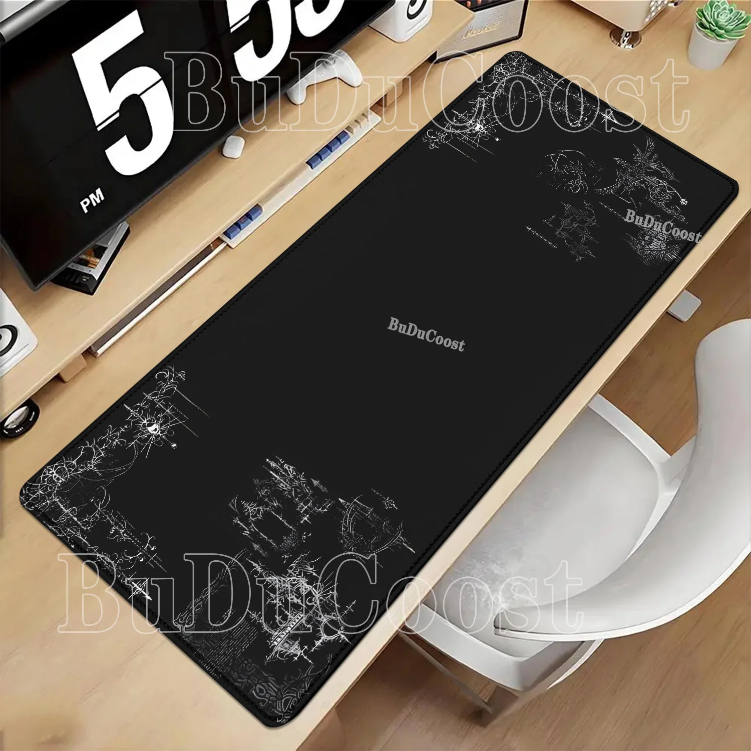 black white Pattern Art Mousepad Gaming Nonslip Game esports Keyboard Playmat PC Anime kawaii Girl HD printing overlock Desk Mat
