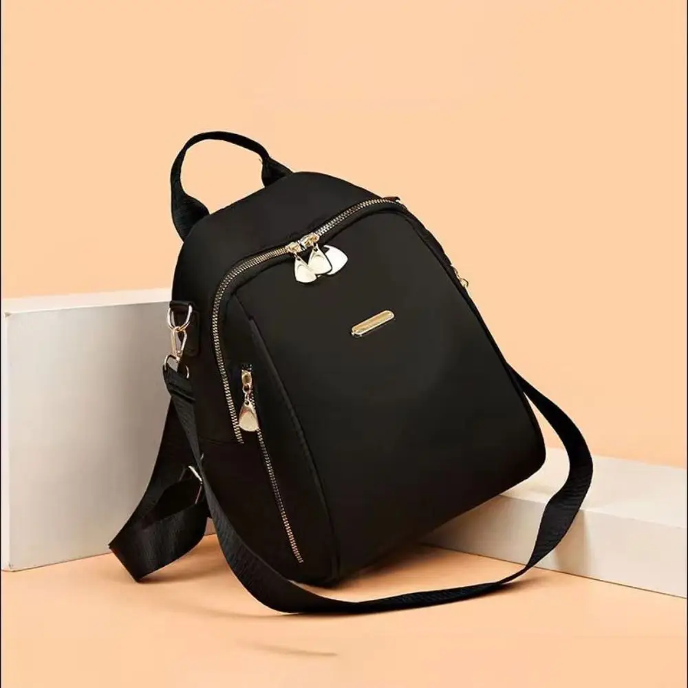 

Korean Style Multi-functional Nylon Backpack Small Simple Black Shoulder Bag Handbag Travel Retro Backpack Gift