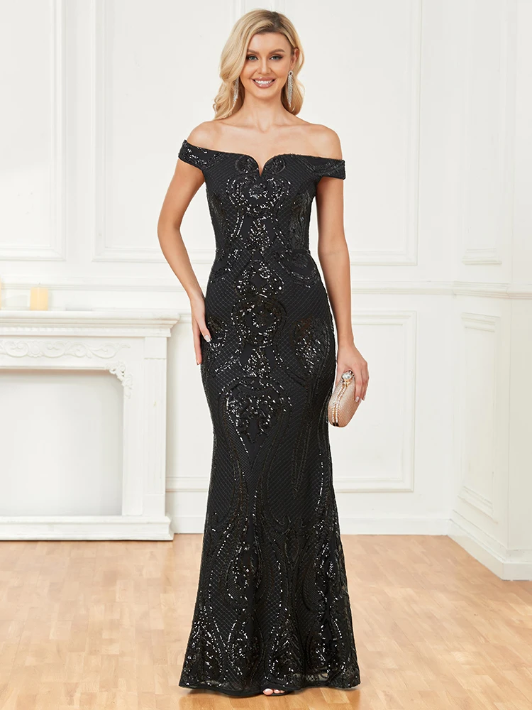 Lucyinlove-Robe de soirée longue à paillettes pour femme, robe de cocktail, robe de soirée de mariage, robe de banquet sirène, élégante, 2024