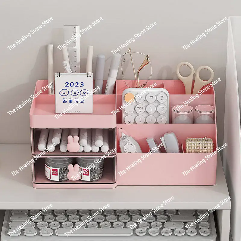 Stationery Handbook Student Desktop Storage Box Drawer Organizing Children's Hair Accessories Desk Handbook Pen Holder Shelf
