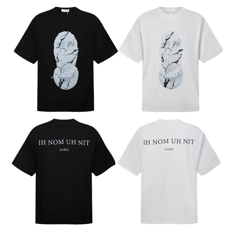 American Street Popular Men's Women's Loose IH NOM UH NIT Round Neck Short Sleeve High Quality Crack Portrait Print INUN T-shirt