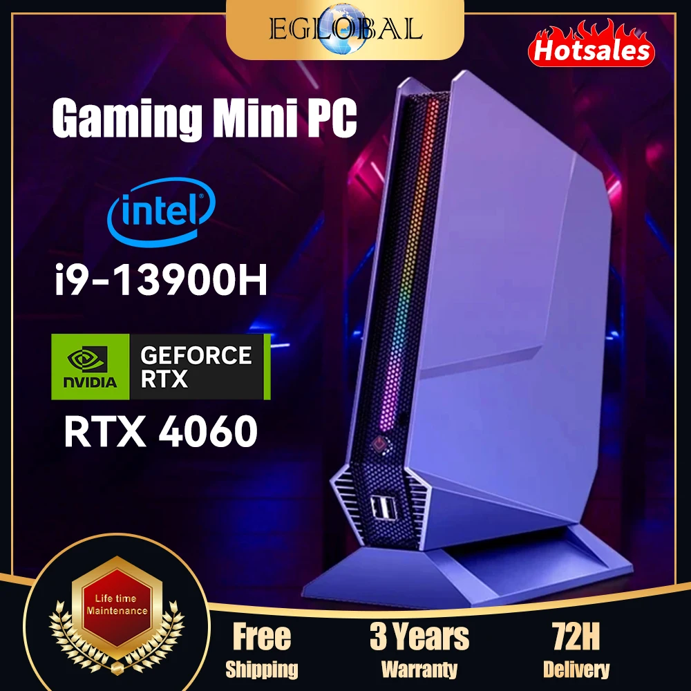 

Eglobal F10 Mini PC Intel Core i9 13900H i7 13700H With Nvidia RTX 4060 Gaming Desktop Computer PCIE 4.0 Wifi 6 BT5.0 Windows 11