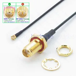 IPX UFL U.FL Plug to SMA Female Bulkhead D-Cut Waterproof 1.37mm Pigtail Coaxial Cable Koaxial Kalbe Coax RF 50 Ohms 50ohm