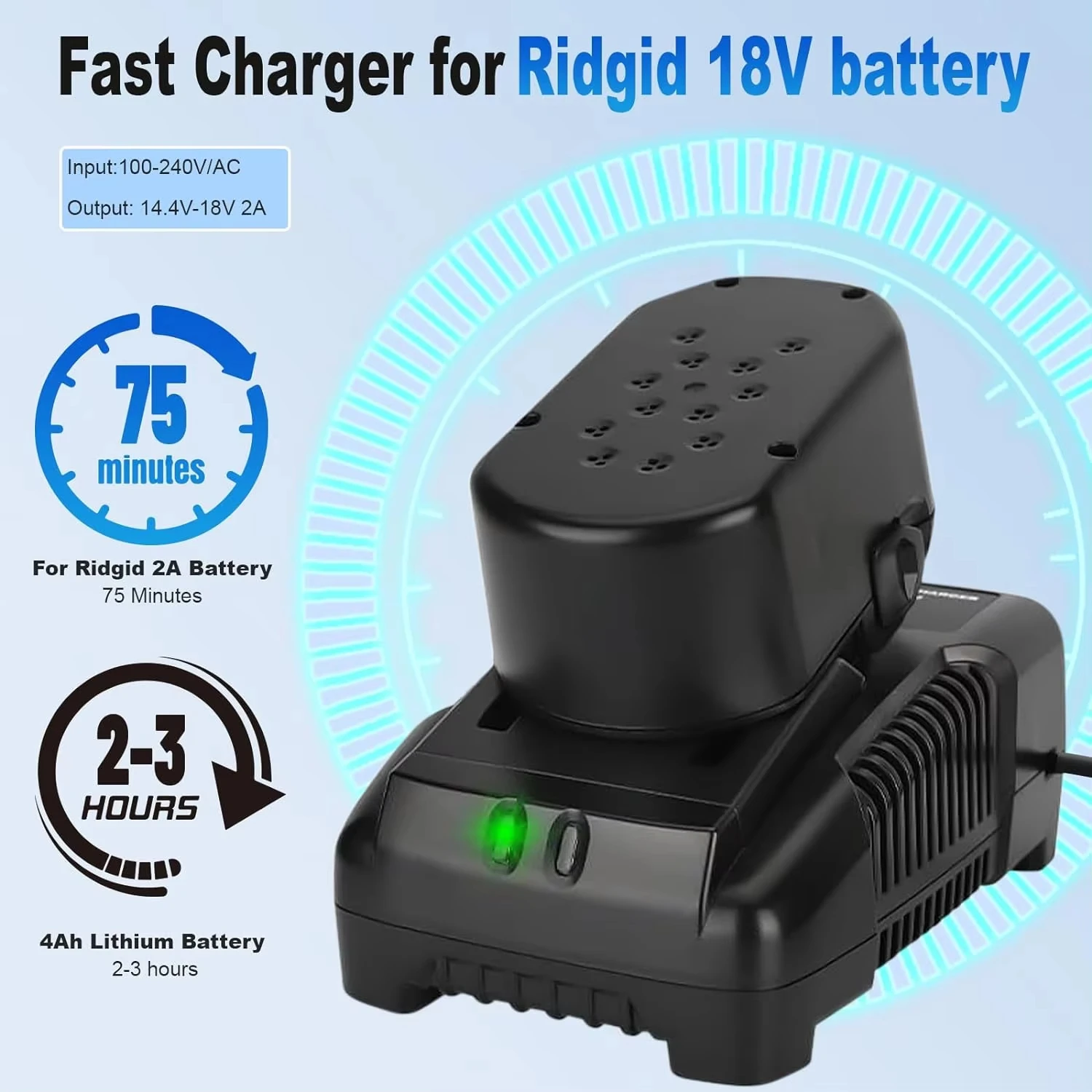 For RIDGID AEG 14.4V 18V Li-Ion Battery 2A Fast Charger Power Tool Battery Charging High Quality Lithium Battery Charger