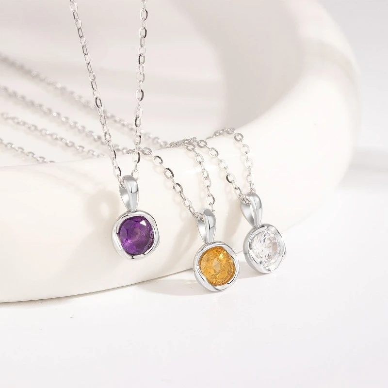 

HQ S925 Silver Natural Gemstone Crystal Pendant Necklaces for Women Luxury Choker High Quality Fashion Necklace Fine Jewelry