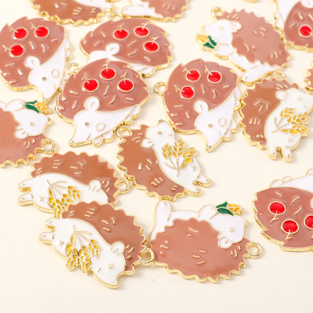 10 قطعة المينا سقوط القمح الذرة التفاح القنفذ السحر ل القلائد أقراط DIY بها بنفسك صنع المجوهرات اكسسوارات المعلقات الحيوان لطيف #3