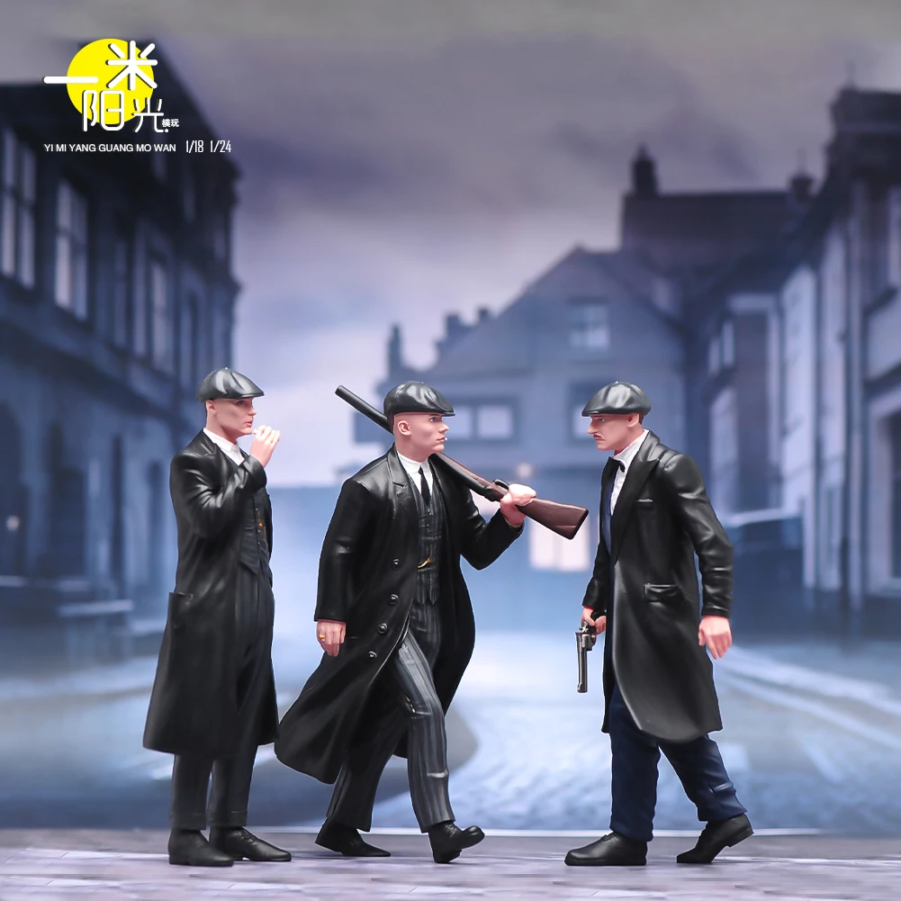 Miniatura 1/18 1/24 1/43 1/64 1/87 homem gangster usando chapéu de bico de pato segurando arma pintada figura modelo brinquedos mini adereços de cena